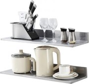 VEVOR kruidenrek wandplank 2-delig, hangende keukenplank 762 x 218 x 85 mm, zwevende plank roestvrij staal draagvermogen 20 kg, plank wandplank kruidenrek geschikt voor keukens, restaurants, hotels, etc.