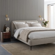 Bed met lattenbodem, in structuurstof, ontwerp Emmanuel Gallina, OSCAR