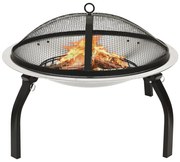 vidaXL Vuurplaats en barbecue 2-in-1 met pook 56x56x49 cm rvs