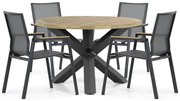 Tuinset Ronde Tuintafel 4 personen 120 cm Aluminium/textileen Grijs  Lifestyle Garden Furniture Fiora/Rockville