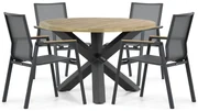 Tuinset Ronde Tuintafel 4 personen 120 cm Aluminium/textileen Grijs  Lifestyle Garden Furniture Fiora/Rockville