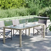 vidaXL Tuintafel 190x90x75 cm gehard glas en poly rattan grijs