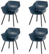 Set van 4 - Hartman Sophie Element dining armstoel - Steel Blue - Alu poot OP=OP