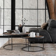 Salontafelset Teak En Metaal Naturel