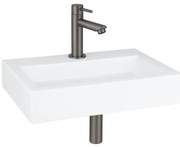 QeramiQ Fuente fonteinset - 38x24cm - 1 kraangat - keramiek - fonteinkraan gunmetal - glans wit SW696237/SW696207/SW696217/SW21912