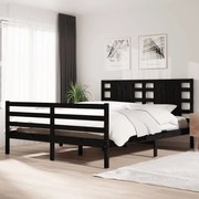 vidaXL Bedframe massief grenenhout zwart 160x200 cm