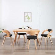 vidaXL Eetkamerstoelen 4 st gebogen hout en kunstleer zwart