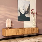 Starfurn Madison Naturel Hangend Tv-meubel Mangohout Ribbels 200 Cm - 200x35x30cm.