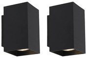 Set van 2 moderne wandlampen zwart vierkant 2-lichts - Sandy