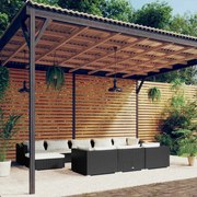 vidaXL 10-delige Loungeset met kussens poly rattan zwart