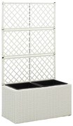 vidaXL Latwerkplantenbak verhoogd met potten 58x30x107 cm rattan wit