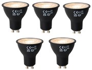 Set van 5 GU10 3-staps dimbare LED lampen zwart 6W 4300 lm 2000 - 6000K