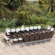 vidaXL 21-delige Tuinset met kussens poly rattan bruin