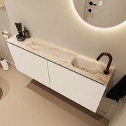 Mondiaz Ture DLux toiletmeubel 120cm talc met wastafel frappe rechts met kraangat