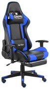 vidaXL Gamestoel draaibaar met voetensteun PVC blauw