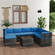 vidaXL 8-delige Loungeset pallet met kussens massief grenenhout