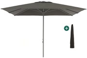 Parasol Shadowline Cuba | Inclusief hoes | Vierkant | 350x350cm | Met katrol | Zwart | Kees Smit Tuinmeubelen