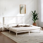 vidaXL Bedframe massief hout wit 150x200 cm 5FT King Size