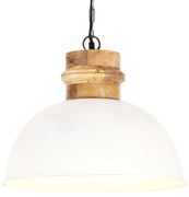 vidaXL Hanglamp industrieel rond E27 42 cm massief mangohout wit