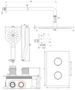 Brauer Copper Carving complete inbouw regendouche set 34 met 30cm douchekop, gebogen muurarm en 3 standen handdouche geborsteld koper PVD