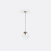 Hanglamp in messing en geribbeld glasØ26 cm, Ari
