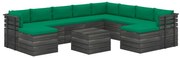 vidaXL 11-delige Loungeset pallet met kussens massief grenenhout