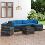 vidaXL 7-delige Loungeset met kussens pallet massief grenenhout