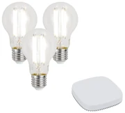 Set van 3 smart E27 dimbare LED lampen A60 7W 806LM 2700-6500K incl. Zigbee Smart Hub