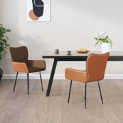 vidaXL Eetkamerstoelen 2 st stof en kunstleer bruin