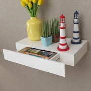 vidaXL Wandschap met lade zwevend MDF wit