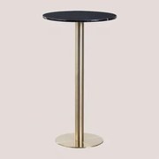 Ronde Hoge Bartafel Ø60 Cm In Cosmopolitan Marmer Zwart Marmer & Champagne Goud - Sklum