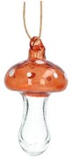 Hanger paddenstoel met stippen, glas, rood, 9 cm