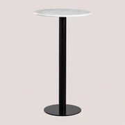 Ronde Hoge Bartafel In Marmer (ø60 Cm) Rocher Wit Marmer & Zwart - Sklum