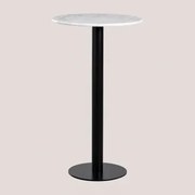 Ronde Hoge Bartafel Ø60 Cm In Rocher Marmer Wit Marmer Guangxi & Zwart - Sklum