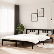 vidaXL Bedframe massief hout zwart 160x200 cm