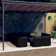 vidaXL 13-delige Loungeset met kussens poly rattan zwart