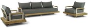Stoel en Bank Loungeset 5 personen Aluminium/Teak Old teak greywash Santika Furniture Santika