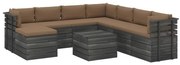 vidaXL 9-delige Loungeset pallet met kussens massief grenenhout