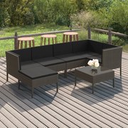 vidaXL 7-delige Loungeset met kussens poly rattan grijs