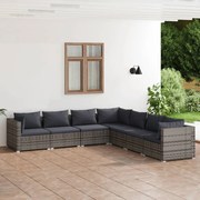 vidaXL 7-delige Loungeset met kussens poly rattan grijs