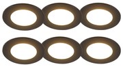 Set van 6 inbouwspots zwart incl. LED 3-staps dimbaar IP65 - Blanca