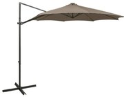 vidaXL Zweefparasol met paal en LED-verlichting 300 cm taupe