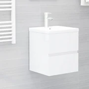 vidaXL Wastafelkast met ingebouwde wastafel spaanplaat hoogglans wit