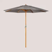 Parasol In Stof En Hout Ø290 Cm Cretas Grijs – Grafiet - Sklum
