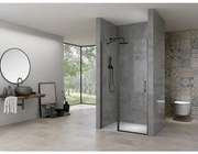 Van Rijn Products ST02 Nisdeur - 128x200cm - helder glas - dikte 6mm - met vast deel - incl. glasbehandeling - zwart mat ST02LP300130ZW