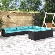 vidaXL 10-delige Loungeset met kussens poly rattan zwart