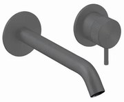 Crosswater 3ONE6 Wastafelkraan inbouw - gebogen uitloop 18cm - 1 knop - slate (gunmetal) TS120WNST