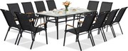 Modena/Bitonto Wood metalen tuinmeubelen voor 12 personen met grote Garden Point tafel zwart