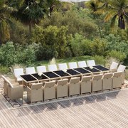 vidaXL 21-delige Tuinset met kussens poly rattan beige