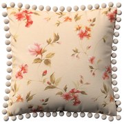 Dekoria Kussenhoes Wera met pompons, crème-roze 45 x 45 cm